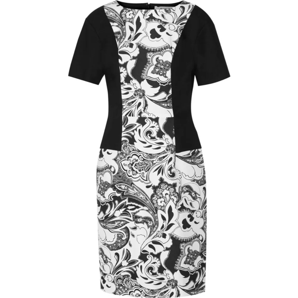 Etro Women's Euro 42 US 6 Black White Paisley Sheath Knee Length Dress Career - Picture 1 of 11